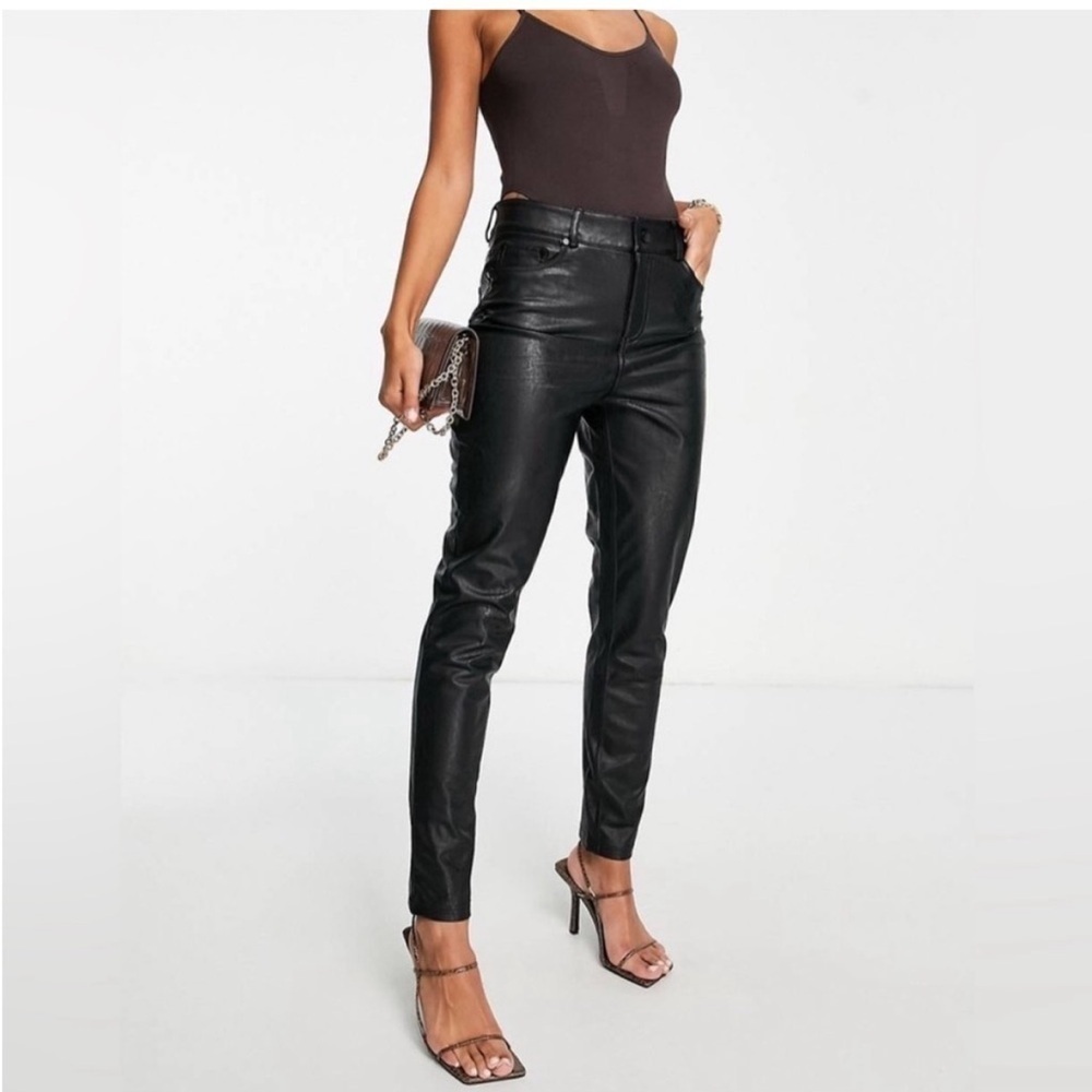 COMMANDO 5 pocket faux leather high rise pants in black